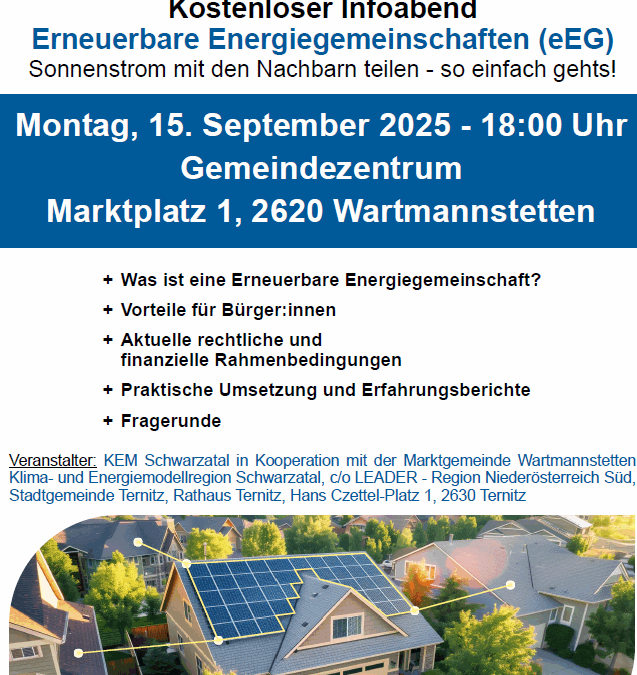 Wartmannstetten – Infoabend Erneuerbare Energiegemeinschaften (eEG)
